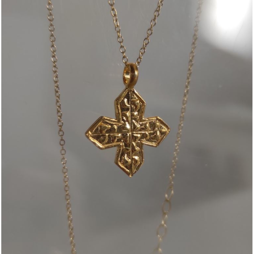 Silver Gilt Necklace Cross-Shaped Medal